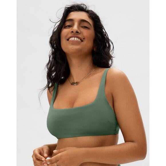 Everlane The Square Neck Bikini Top in Green L NWT - Picture 1 of 7